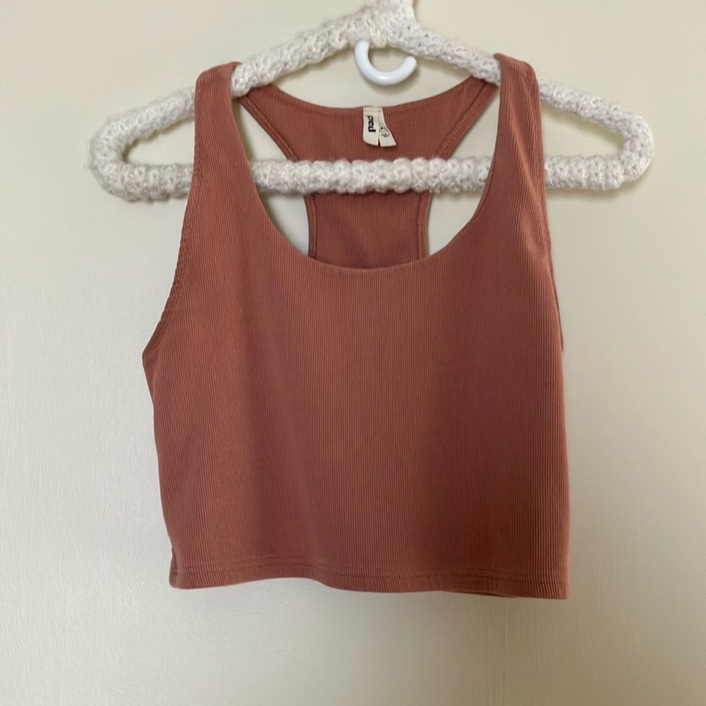 Pact On The Go-To Rib Crop Tank in Pink Sand Size XL